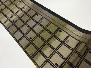 ふくれ織格子模様織出し全通洒落袋帯